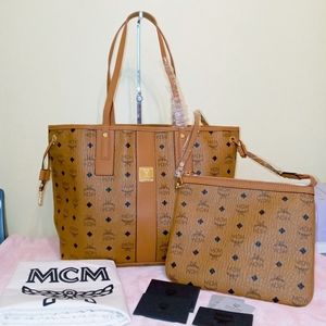 MCM Medium Liz Reversible Tote in Cognac